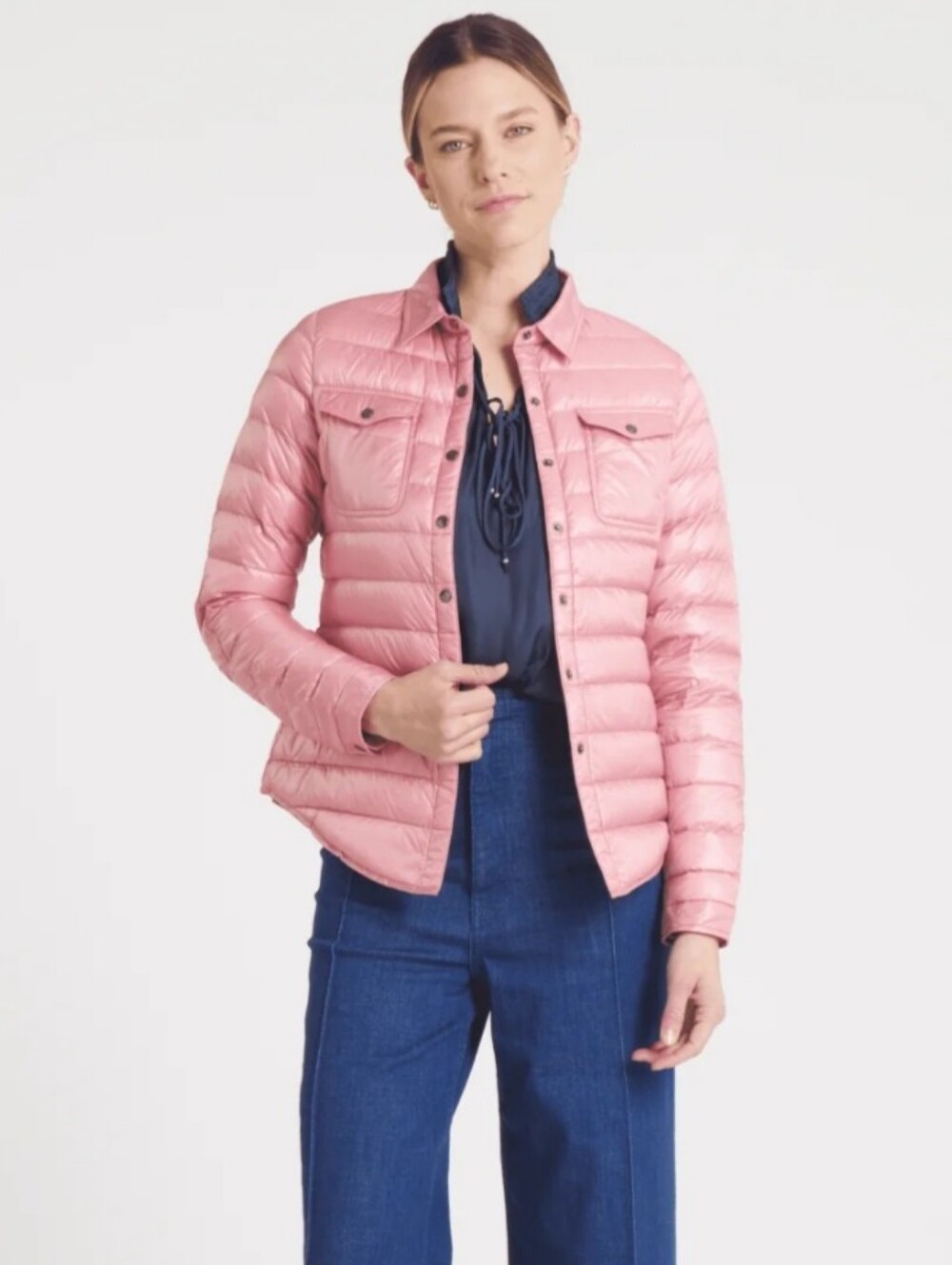 Cotes Of London The Harrow Royale Down Shirt Jacket In Dusty Rose Pink